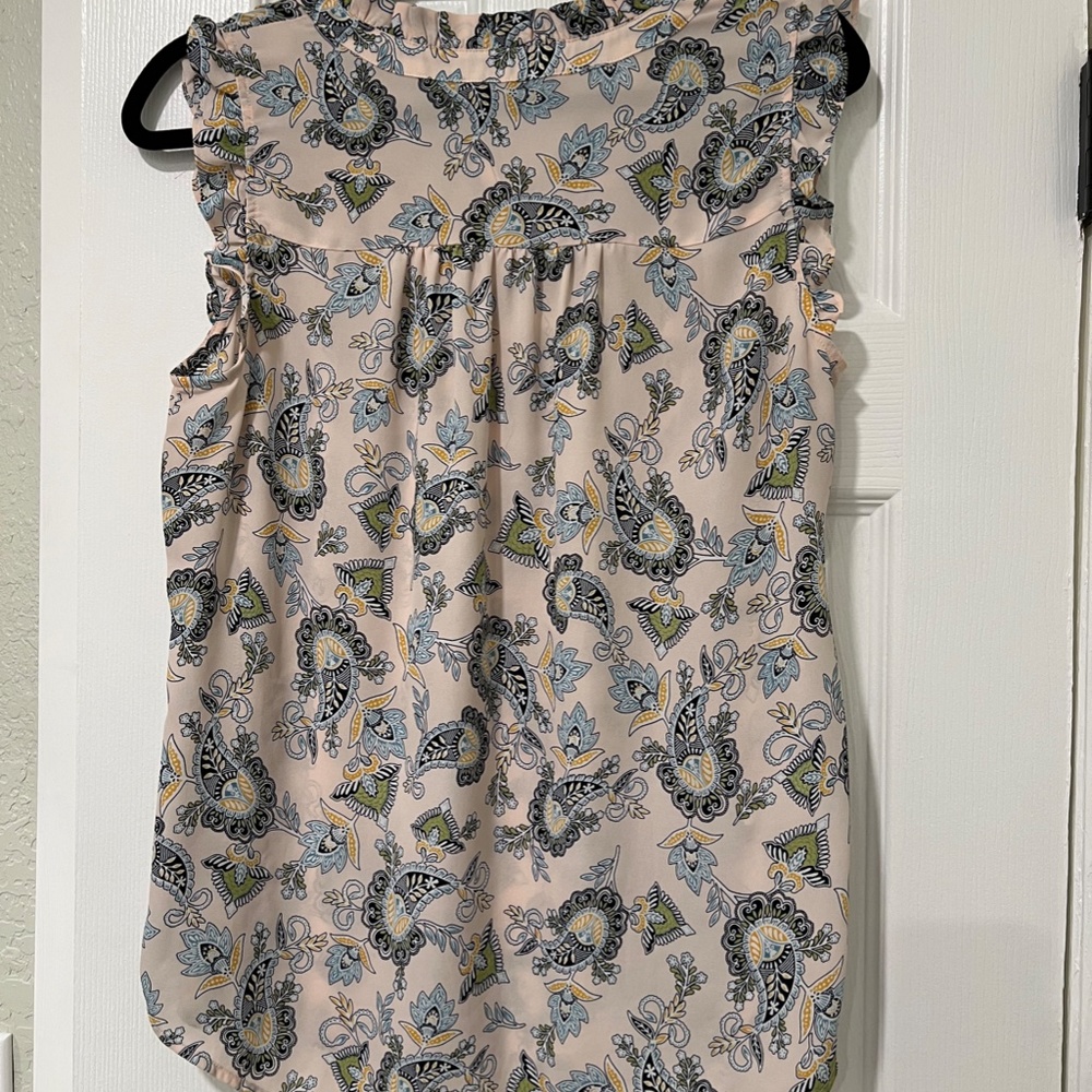 Loft - Floral Paisley Ruffle Henley Shell - Picture 5 of 5